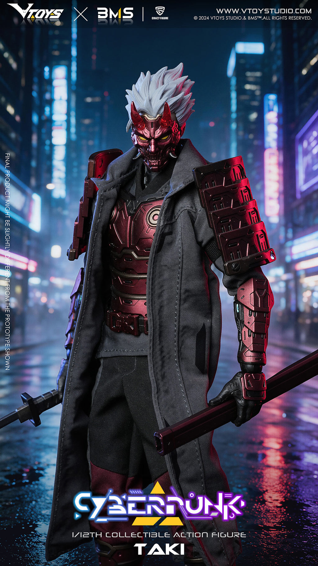 VTOYS X BMS X CF 1/12 VSD012 賽博朋克 武士 猩紅破曉 WF會展版 可動人偶