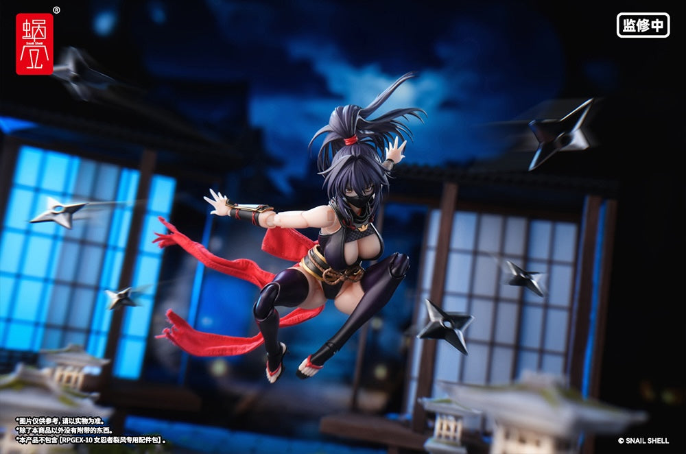 蝸之殼 SnailShell 1/12 RPGEX-10 女忍者 裂風 專用配件包 可動人偶 惡魔低語 系列 印花連帽衛衣套裝 黑色 白色