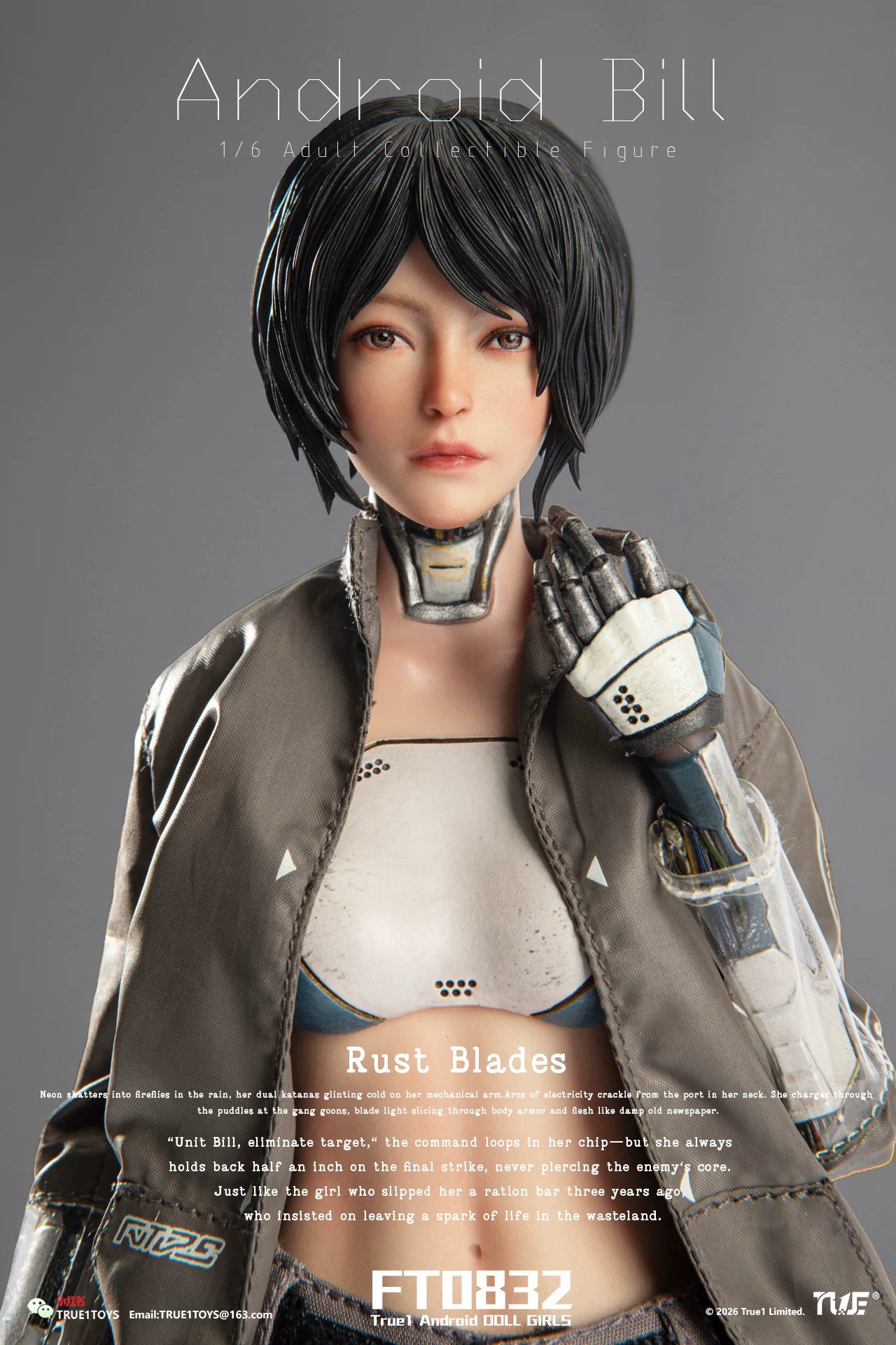 True1Toys 1/6 FT0832W FT0832B 人造人 Bill 白髮版 黑髮版 可動人偶