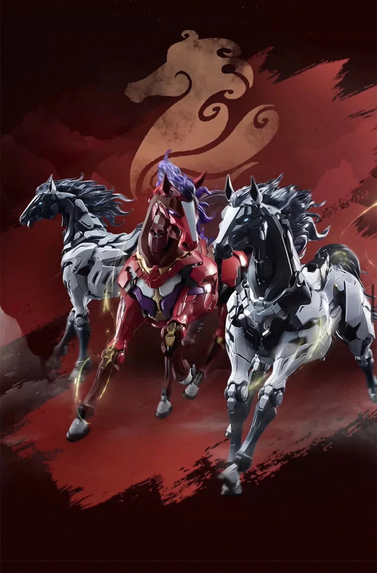 MOSHOW MOSHOWTOYS 模壽 X 徐悲鴻 機器奔馬 馬 赤蛟踏春 白色 紅色 合金骨架 拼裝模型