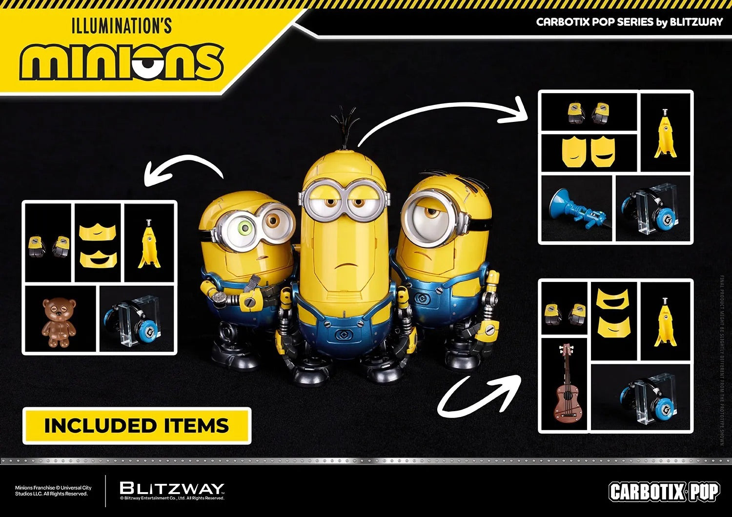 BLITZWAY Carbotix Pop Minions Bob Kelvin Stuart DX Ver. 小小兵 迷你兵團 鮑伯 凱文 史都華 三人組 套裝