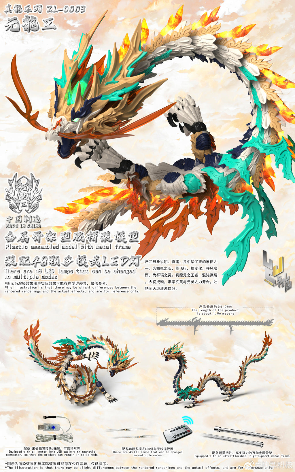 神型科技 ZL-0002 藍龍王 ZL-0003 元龍王 ZL-0004 白龍王 ZL-0005 黑龍王 拼裝模型