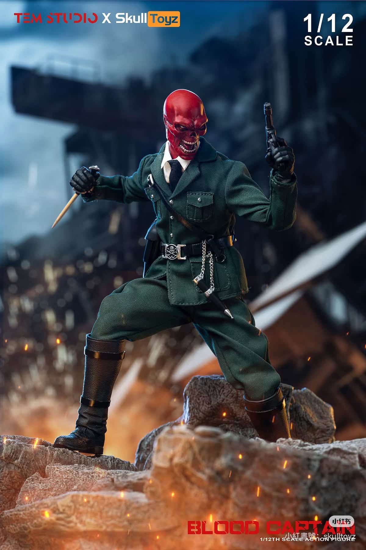 TEM STUDIO x Skull Toyz 1/12 寂血上校 A款 綠軍裝 B款 黑軍裝 TEMS007 可動人偶