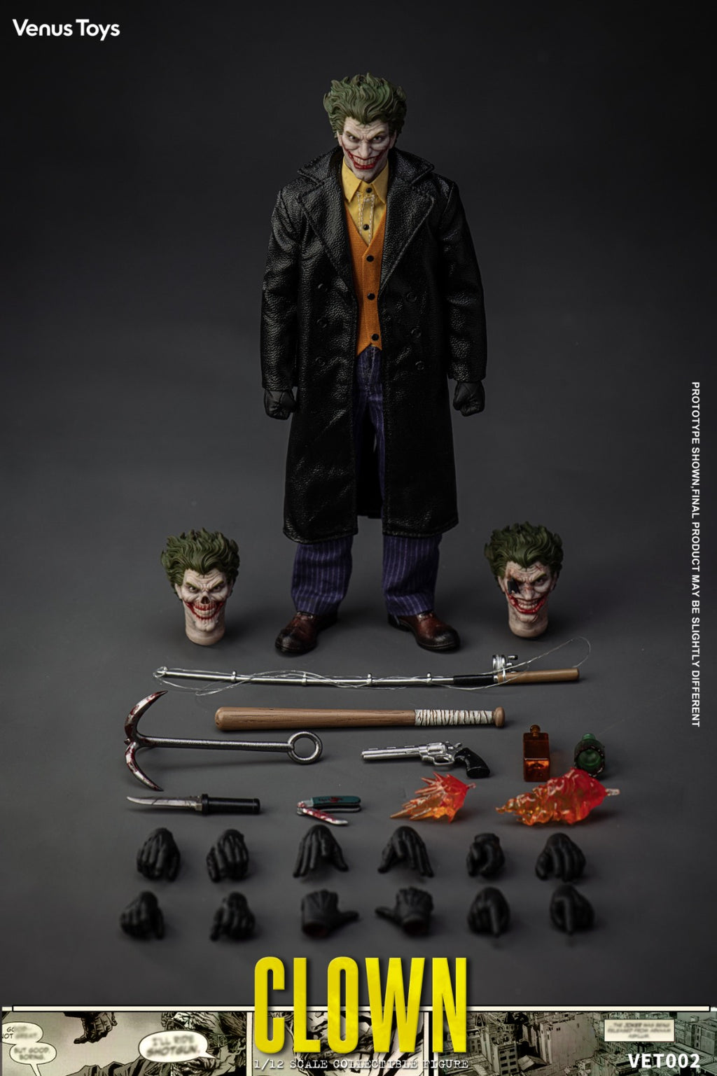 Venus Toys 1/12 VET002 犯罪王子 THE CLOWN 小丑 JOKER 特典 帆布單肩包 + 整包美鈔 可動人偶