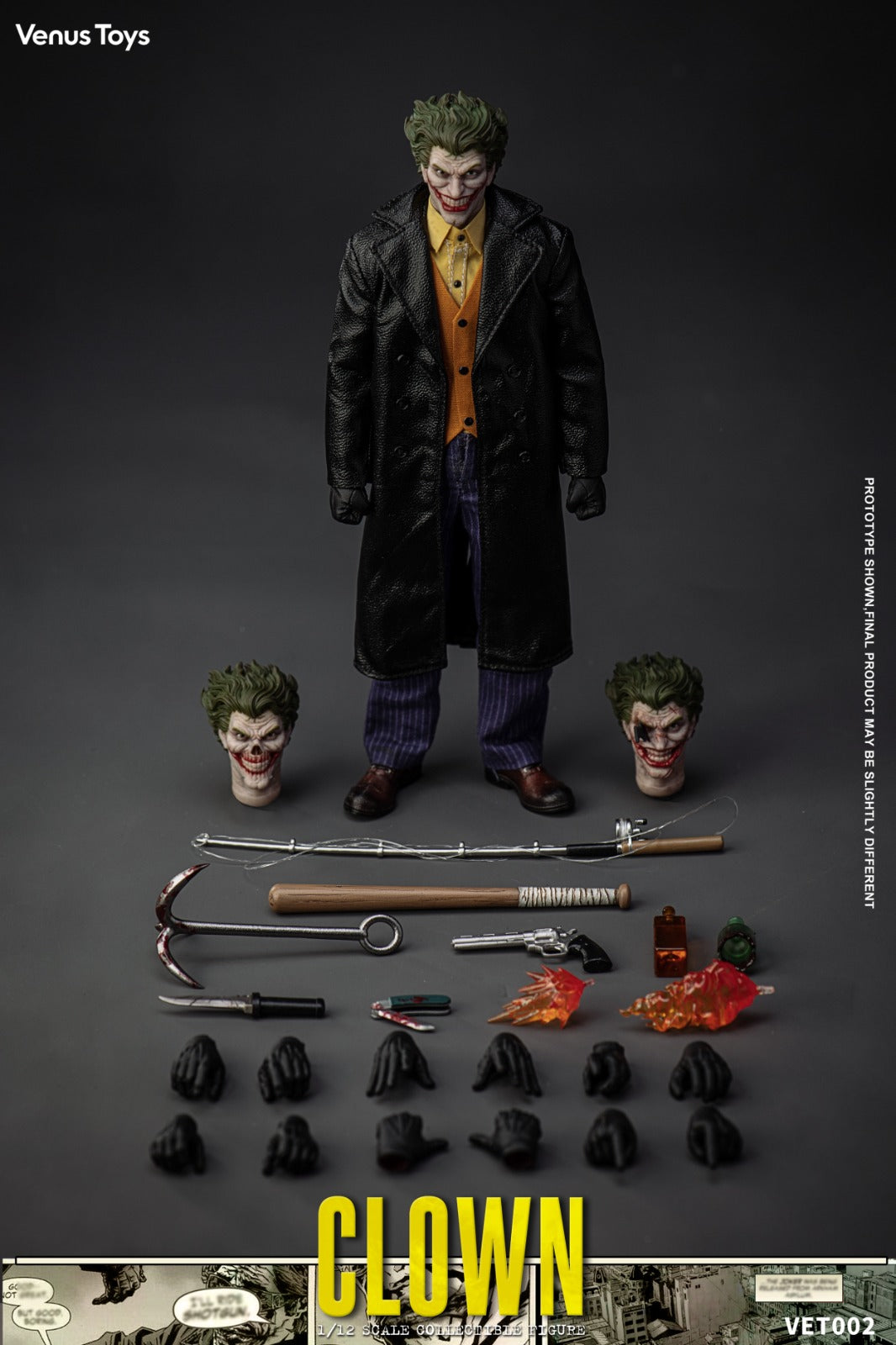 Venus Toys 1/12 VET002 犯罪王子 THE CLOWN 小丑 JOKER 特典 帆布單肩包 + 整包美鈔 可動人偶